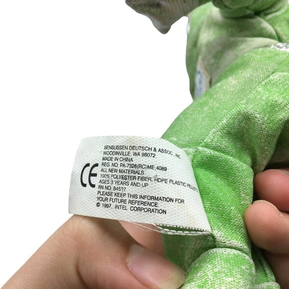 Vintage Intel Inside Space Man Bunny People Plush Metallic Green 1997 7" Doll - Picture 2 of 4